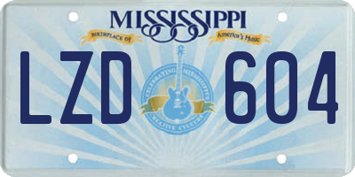 MS license plate LZD604