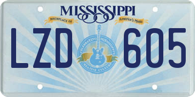 MS license plate LZD605