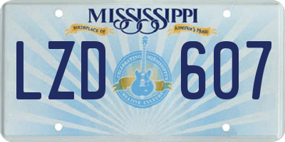MS license plate LZD607