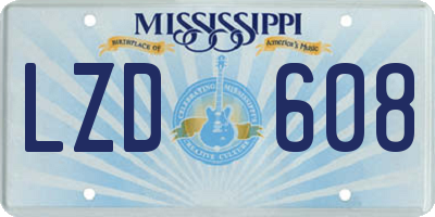 MS license plate LZD608
