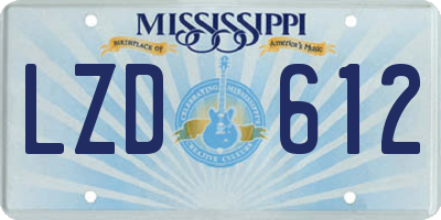MS license plate LZD612