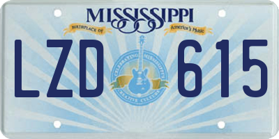 MS license plate LZD615