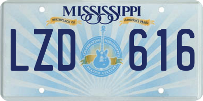 MS license plate LZD616