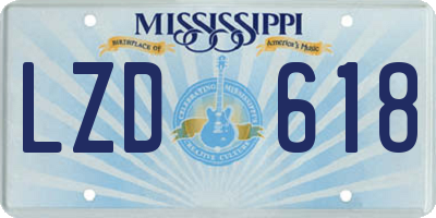 MS license plate LZD618