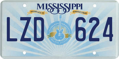 MS license plate LZD624