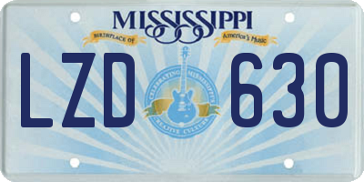 MS license plate LZD630