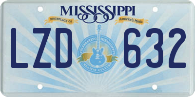 MS license plate LZD632