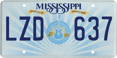 MS license plate LZD637