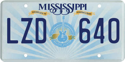 MS license plate LZD640