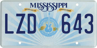 MS license plate LZD643