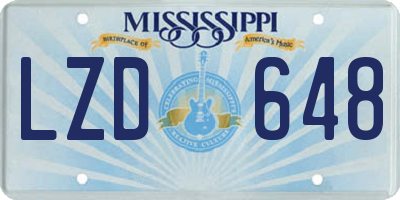 MS license plate LZD648