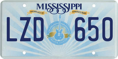 MS license plate LZD650