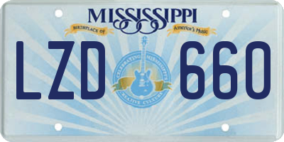 MS license plate LZD660