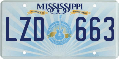 MS license plate LZD663