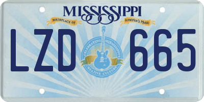 MS license plate LZD665