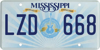 MS license plate LZD668