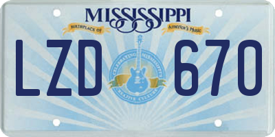 MS license plate LZD670