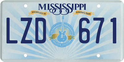 MS license plate LZD671