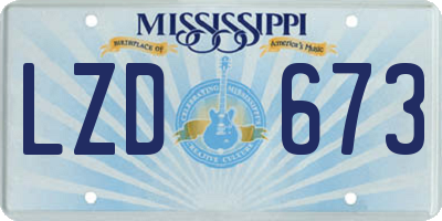 MS license plate LZD673