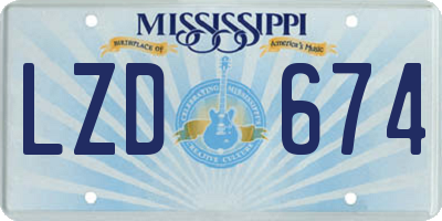 MS license plate LZD674