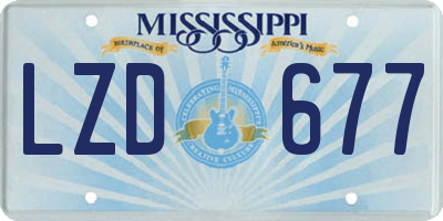 MS license plate LZD677
