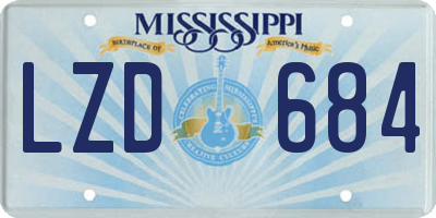 MS license plate LZD684