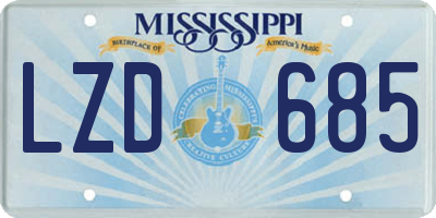 MS license plate LZD685