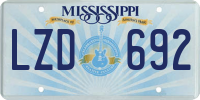 MS license plate LZD692