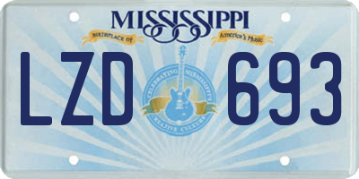 MS license plate LZD693