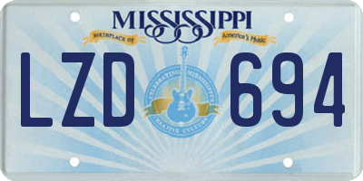 MS license plate LZD694