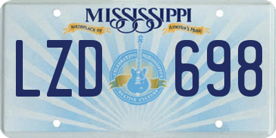 MS license plate LZD698