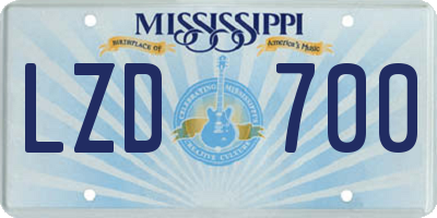 MS license plate LZD700