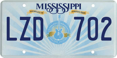 MS license plate LZD702