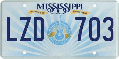MS license plate LZD703