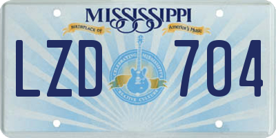 MS license plate LZD704