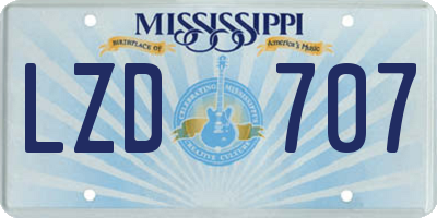 MS license plate LZD707