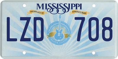 MS license plate LZD708