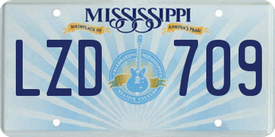 MS license plate LZD709