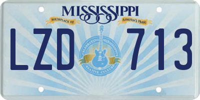 MS license plate LZD713