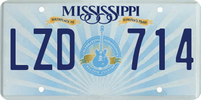 MS license plate LZD714