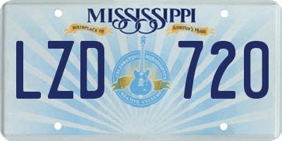 MS license plate LZD720