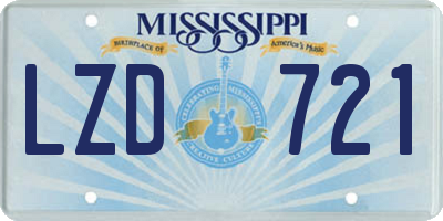 MS license plate LZD721