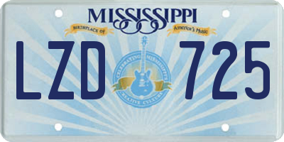 MS license plate LZD725