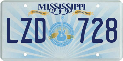 MS license plate LZD728