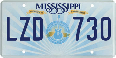 MS license plate LZD730