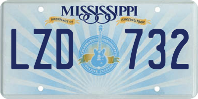 MS license plate LZD732