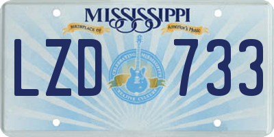 MS license plate LZD733