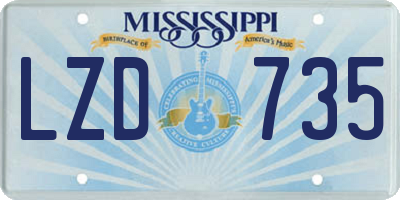 MS license plate LZD735