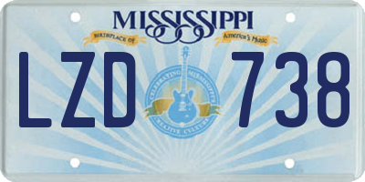 MS license plate LZD738