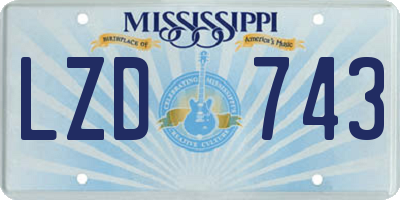 MS license plate LZD743
